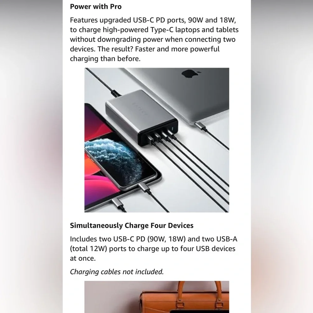 Satechi 108W Pro USB-C PD Desktop Charger compatible with Macs